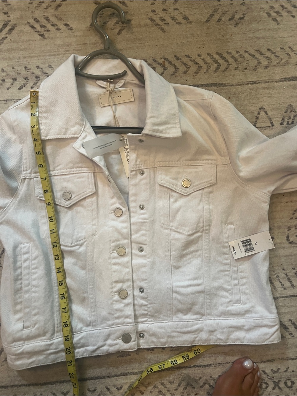 Blank NYC White Women's Denim Jacket with Rhinestone Sleeve Detail - Picture 7 of 9